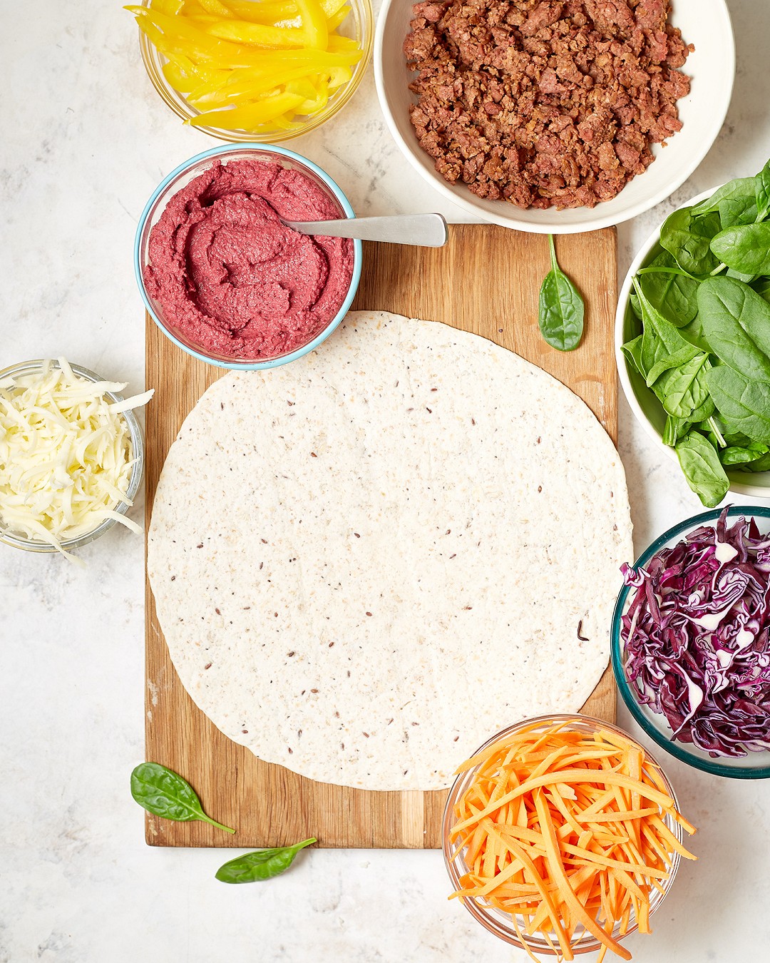 Wraps with Eat Me At minced meat, vegetables and beetroot hummus - Photo №5