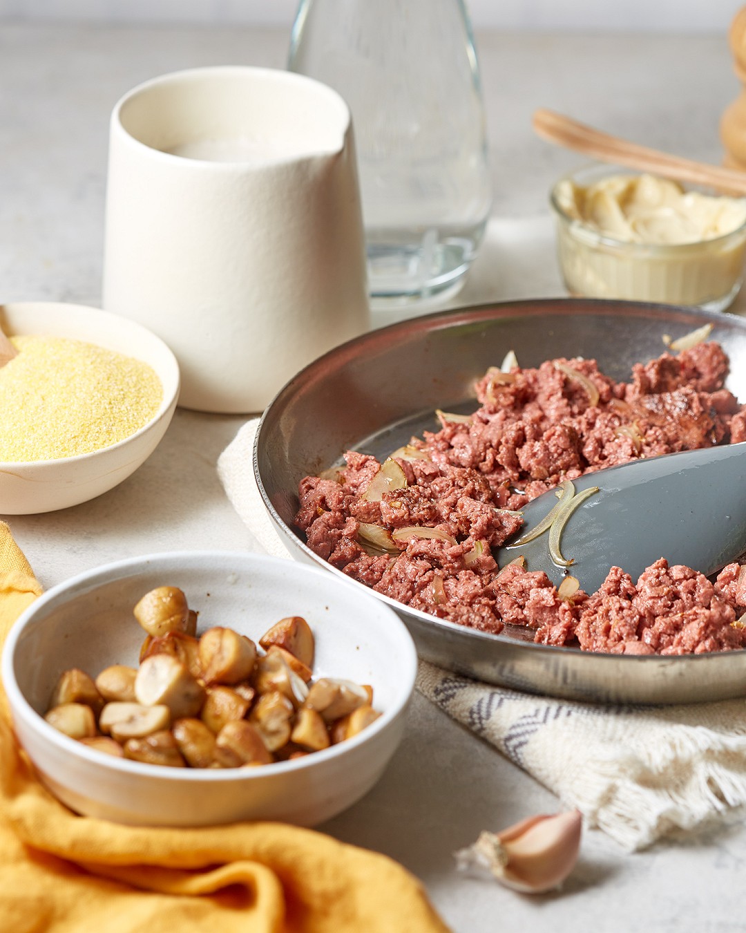 Banosh with eat me at minced meat and mushrooms - Photo №4