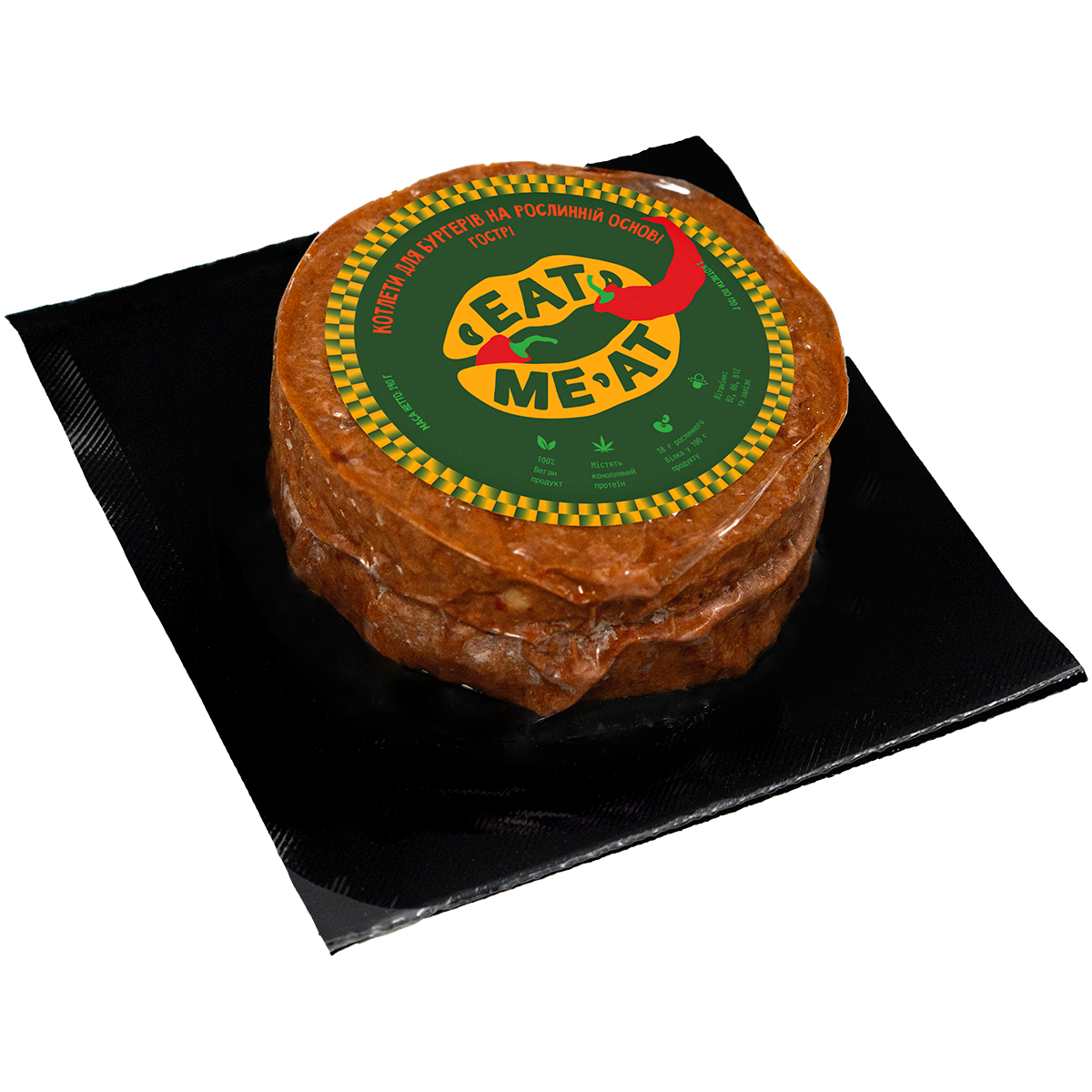 Котлети для бургерів на рослинній основі гострі Eat Me At - Зображення №1 - «Eat Me At» Котлети для бургерів на рослинній основі гострі Eat Me At - Зображення №1