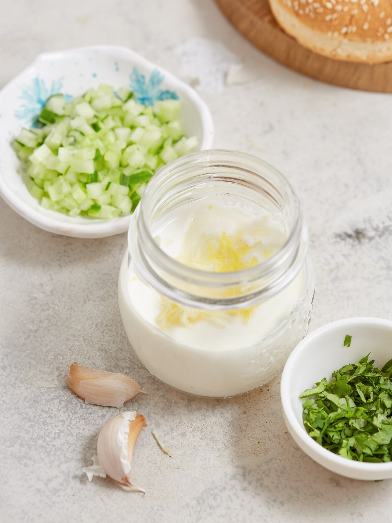 Burger with grilled vegetables, yogurt sauce and Eat me at - Photo №5