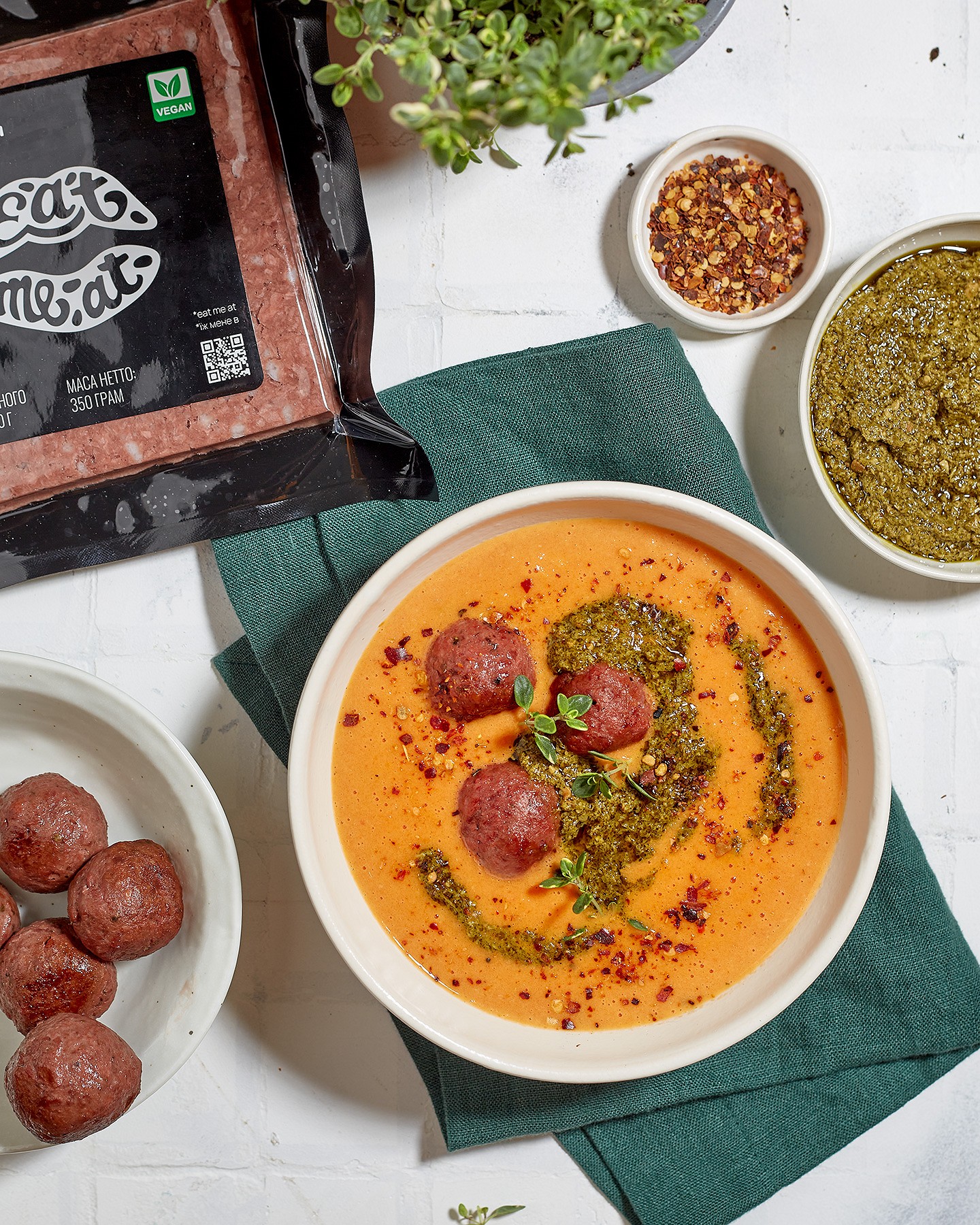 Simple tomato soup from baked vegetables with meatballs Eat me at - Photo №7