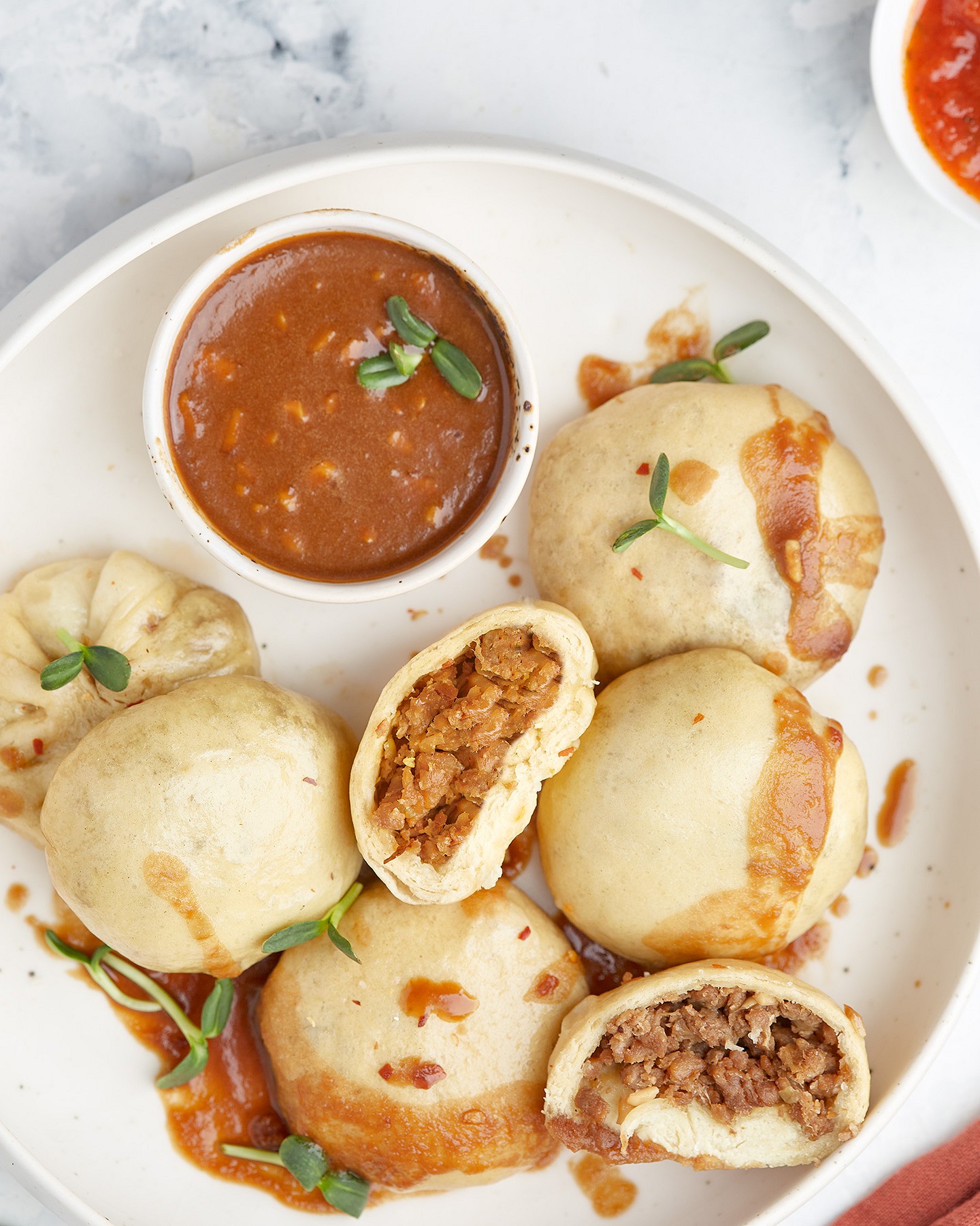 Steam dumplings with minced Eat me at and peanut sauce - Photo №8